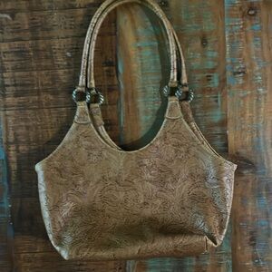 Nine West Tan Shoulder Bag with Suede Texture